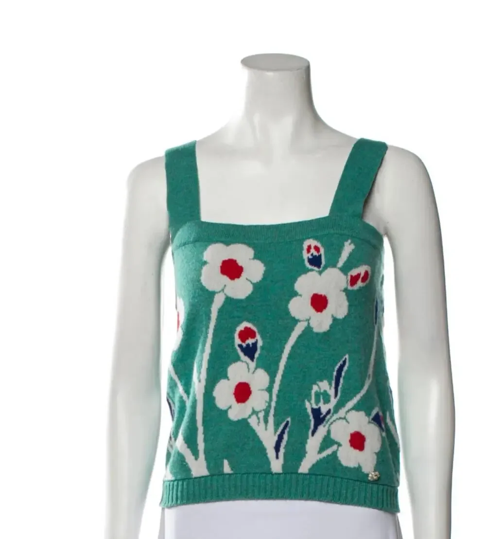 Chanel Vintage Women’s Cashmere Floral Knit Sweater XS